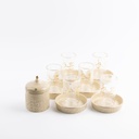 Tea Glass Set 12 Pcs From Jiwar -  Ivory + Gold 