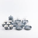 Tea And Arabic Coffee Set 19 Pcs From Jiwar -  Blue + Silver