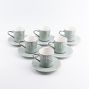 Porcelain Tea Set 12 Pcs From Jiwar -  Haze Blue + Silver 