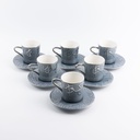 Porcelain Tea Set 12 Pcs From Jiwar -  Blue + Silver