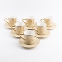 Porcelain Tea Set 12 Pcs From Jiwar -  Ivory + Gold 
