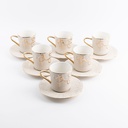 Porcelain Tea Set 12 Pcs From Jiwar - Beige + Gold 