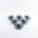 Turkish Coffee Set 12 Pcs From Jiwar -  Blue + Silver