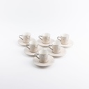 Turkish Coffee Set 12 Pcs From Jiwar -  Beige + Silver 