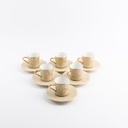 Turkish Coffee Set 12 Pcs From Jiwar -  Ivory + Gold 