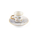 2 coffee cup +saucer+glass pot