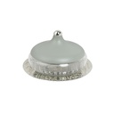 Large Glass Date Bowl From Jiwar - Light Green + Silver