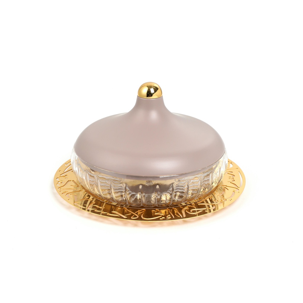 Large Glass Date Bowl From Jiwar -  Purple + Gold