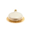 Medium Glass Date Bowl From Jiwar - Beige + Gold 