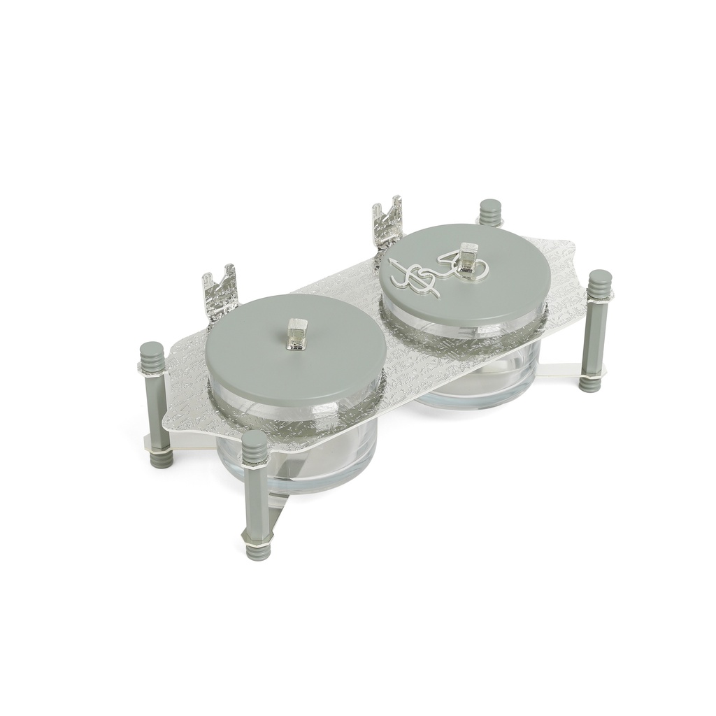 Nuts Serving Set 2 Bowl With Tray From Jiwar - Light Green + Silver