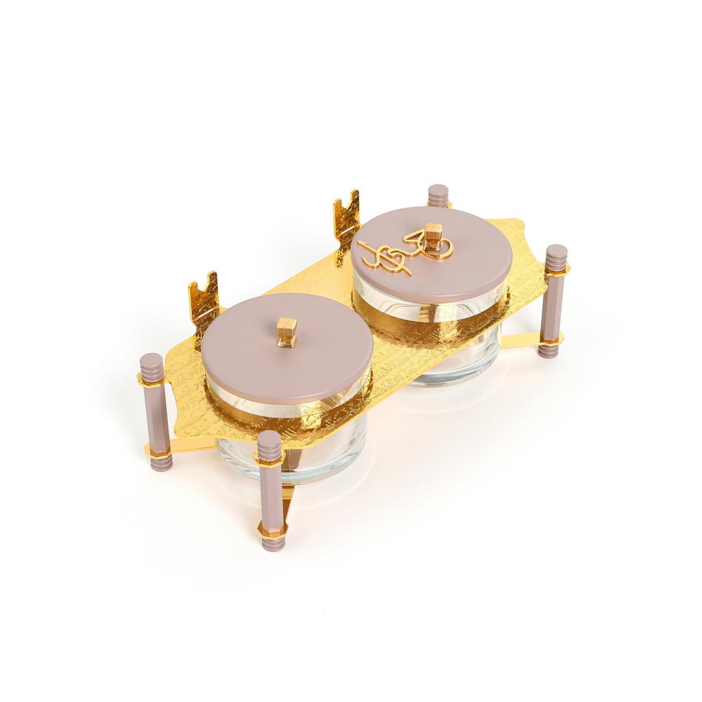 Nuts Serving Set 2 Bowl With Tray From Jiwar -  Purple + Gold