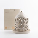 Large Electronic Candle From Jiwar - Beige + Gold 