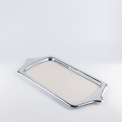 [TH0058] Iron Serving Tray From Jiwar -  Beige + Silver 