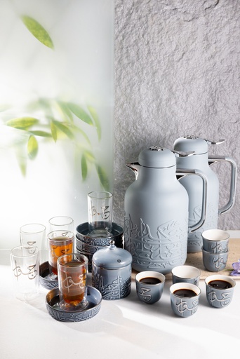[ET2678] Full Hospitality Serving Set 21 Pcs From Jiwar - Blue + Silver
