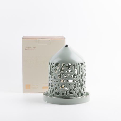 [ET2703] Medium Electronic Candle From Jiwar - Light Green + Silver