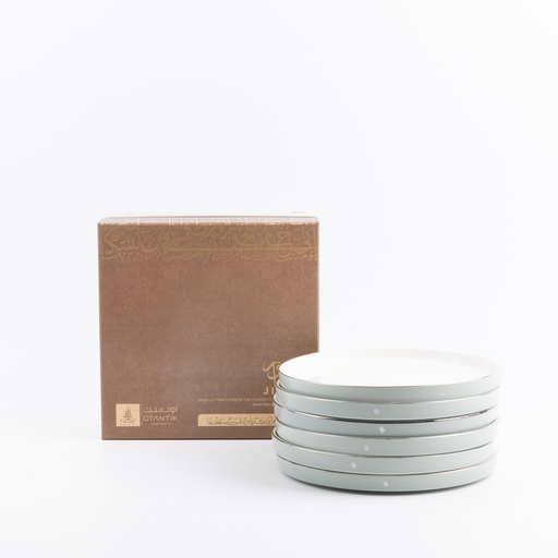 [ET2731] Serving Plates 6 Pcs From Jiwar - Light Green + Silver