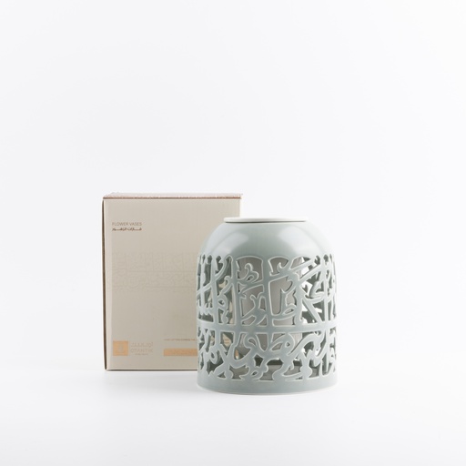 [ET2745] Flower Vase - S From Jiwar - Light Green + Silver