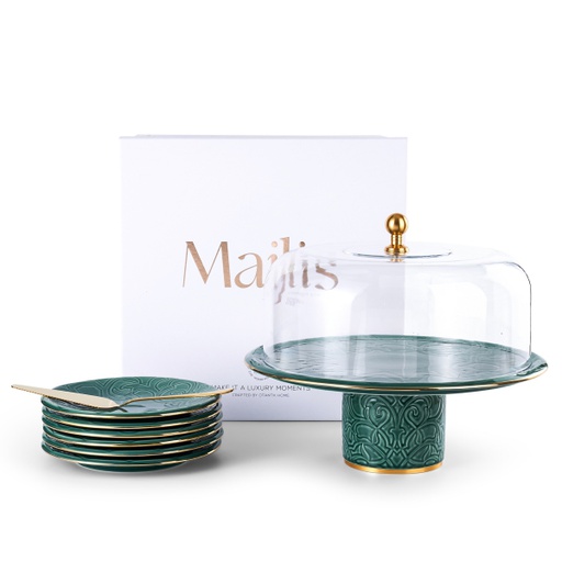 [AM1045] Cake  Serving Set 9Pcs From Majlis - Green